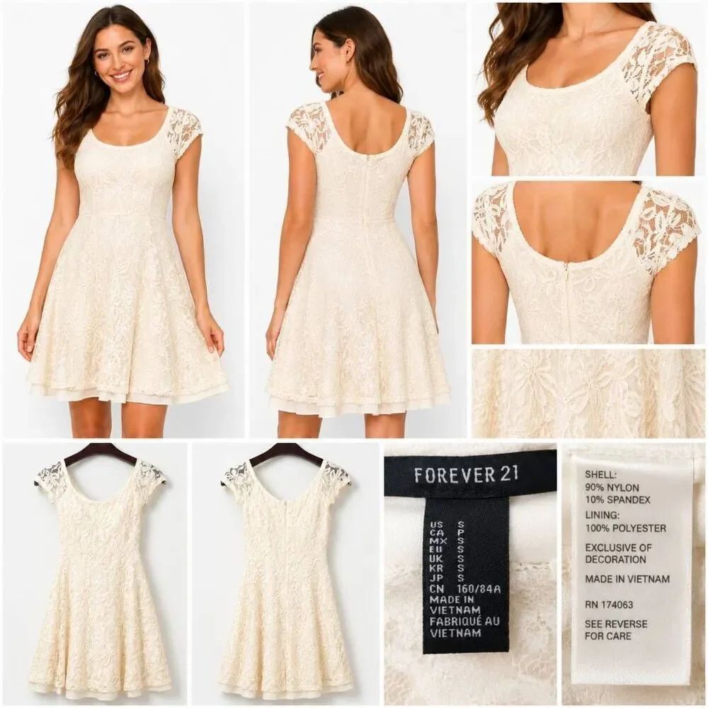 Forever 21 Size S Ivory Lace Fit Flare Dress